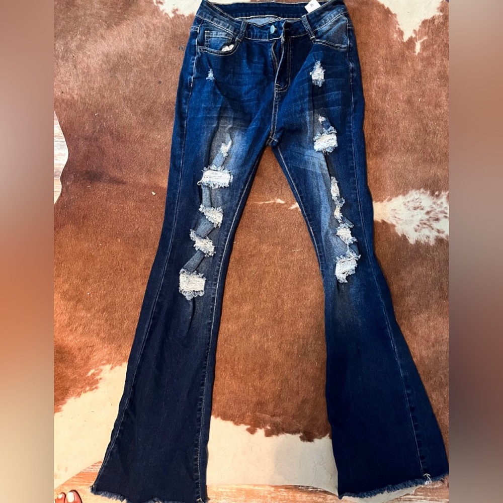 Distressed Blue Jeans